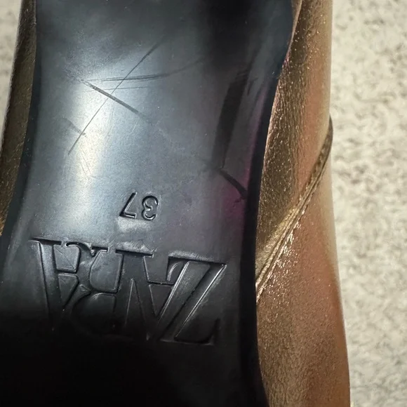 Zara Metallic Gold Heeled Boots size 37 - Picture 4 of 9